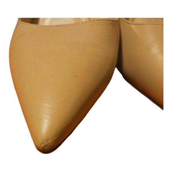 STUART WEITZMAN Stuart 85 Pointed Toe Block Heel Pumps Nude Leather - Size 8 1/2 - Picture 6 of 9